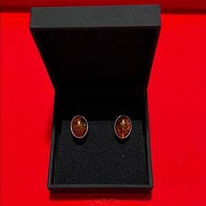 Amber Oval Earrings in Black Box